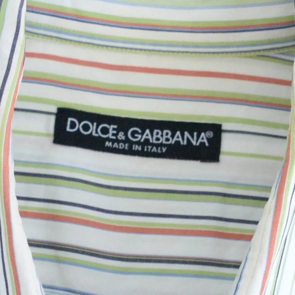 Dolce And Gabbana White And Blue Stripe Button Down Dress Shirt Size  16/41 - Picture 10 of 10